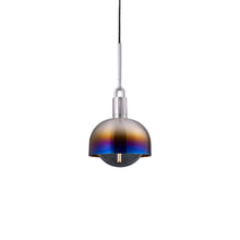 Load image into Gallery viewer, Forked Shade Globe Pendant Light in Burnt Steel/Smoked (Medium).
