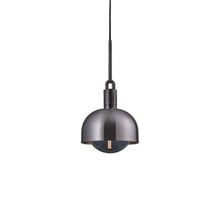 Load image into Gallery viewer, Forked Shade Globe Pendant Light in Gun Metal/Smoked (Medium).
