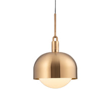 Load image into Gallery viewer, Forked Shade Globe Pendant Light in Brass/Opal (Large).
