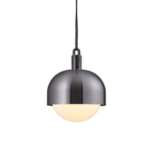 Load image into Gallery viewer, Forked Shade Globe Pendant Light in Gun Metal/Opal (Large).
