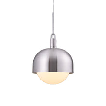 Load image into Gallery viewer, Forked Shade Globe Pendant Light in Steel/Opal (Large).
