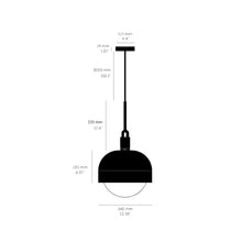 Load image into Gallery viewer, Forked Shade Globe Pendant Light - line drawing.
