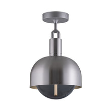 Load image into Gallery viewer, Forked Shade Globe Semi Flush Mount Ceiling Light in Steel/Smoked (Medium).
