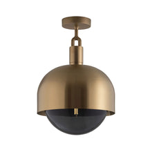 Load image into Gallery viewer, Forked Shade Globe Semi Flush Mount Ceiling Light in Brass/Smoked (Large).
