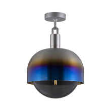 Load image into Gallery viewer, Forked Shade Globe Semi Flush Mount Ceiling Light in Burnt Steel/Smoked (Large).

