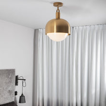 Load image into Gallery viewer, Forked Shade Globe Semi Flush Mount Ceiling Light in living room.

