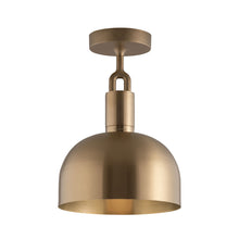 Load image into Gallery viewer, Forked Shade Semi Flush Mount Ceiling Light in Brass (Medium).
