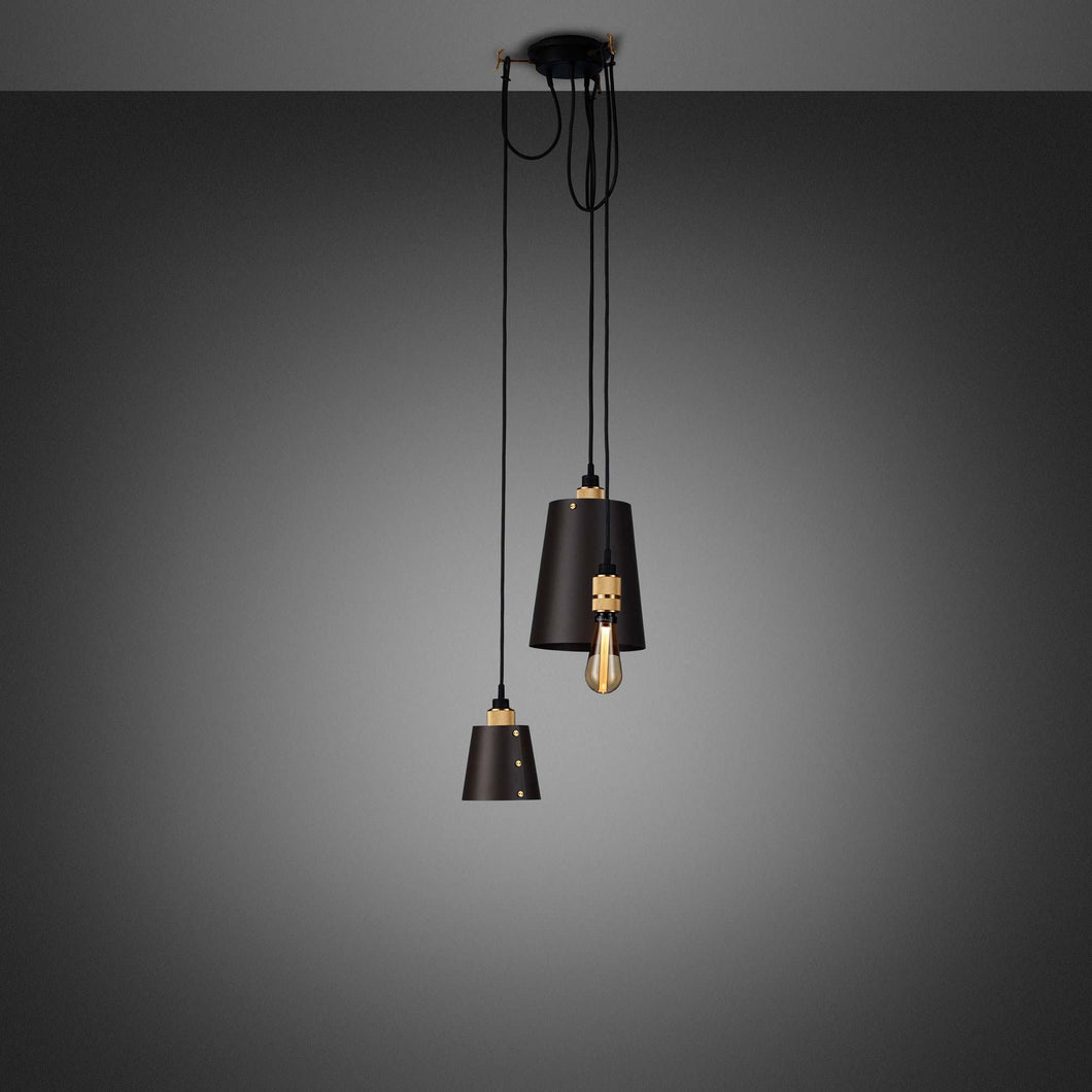 Hooked Mix Multi Light Pendant Light in Graphite/Brass (3-Light).