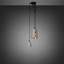 Load image into Gallery viewer, Hooked Mix Multi Light Pendant Light in Stone/Brass (3-Light).
