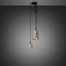 Load image into Gallery viewer, Hooked Mix Multi Light Pendant Light in Stone/Steel (3-Light).
