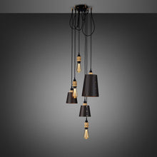 Load image into Gallery viewer, Hooked Mix Multi Light Pendant Light in Graphite/Brass (6-Light).
