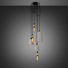 Load image into Gallery viewer, Hooked Mix Multi Light Pendant Light in Stone/Brass (6-Light).
