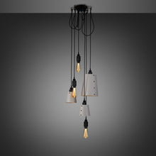 Load image into Gallery viewer, Hooked Mix Multi Light Pendant Light in Stone/Smoked Bronze (6-Light).
