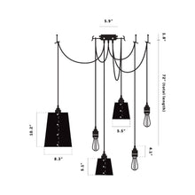 Load image into Gallery viewer, Hooked Mix Multi Light Pendant Light - line drawing.

