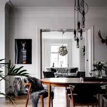 Load image into Gallery viewer, Hooked Nude Multi Light Pendant Light in dining room.
