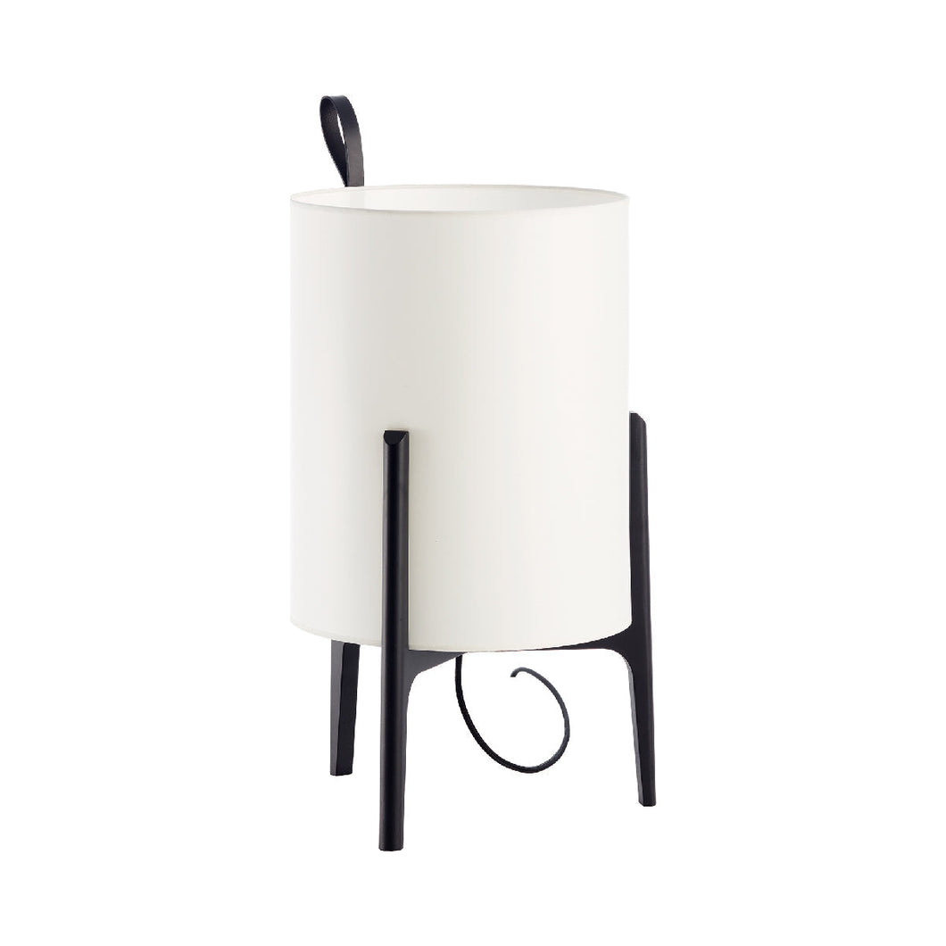 Greta-Battery LED Table Lamp in Black Oak/White.