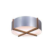 Load image into Gallery viewer, Plura LED Flush Mount Ceiling Light in Walnut/Brushed Aluminum (18-Inch).
