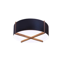 Load image into Gallery viewer, Plura LED Flush Mount Ceiling Light in Walnut/Matte Black/White Interior (18-Inch).
