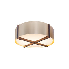 Load image into Gallery viewer, Plura LED Flush Mount Ceiling Light in Walnut/Rose Gold (18-Inch).
