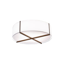 Load image into Gallery viewer, Plura LED Flush Mount Ceiling Light in Dark Stained Walnut/Frosted Polymer (24-Inch).
