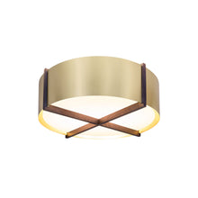 Load image into Gallery viewer, Plura LED Flush Mount Ceiling Light in Walnut/Brushed Brass (24-Inch).
