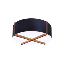 Load image into Gallery viewer, Plura LED Flush Mount Ceiling Light in Walnut/Matte Black/White Interior (24-Inch).
