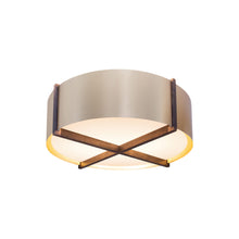 Load image into Gallery viewer, Plura LED Flush Mount Ceiling Light in Walnut/Rose Gold (24-Inch).
