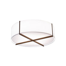 Load image into Gallery viewer, Plura LED Flush Mount Ceiling Light in Dark Stained Walnut/Frosted Polymer (30-Inch).
