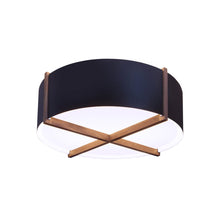 Load image into Gallery viewer, Plura LED Flush Mount Ceiling Light in Walnut/Matte Black/White Interior (30-Inch).
