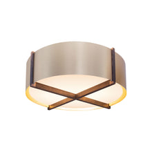 Load image into Gallery viewer, Plura LED Flush Mount Ceiling Light in Walnut/Rose Gold (30-Inch).
