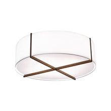 Load image into Gallery viewer, Plura LED Flush Mount Ceiling Light in Dark Stained Walnut/Frosted Polymer (36-Inch).
