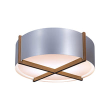 Load image into Gallery viewer, Plura LED Flush Mount Ceiling Light in Walnut/Brushed Aluminum (36-Inch).
