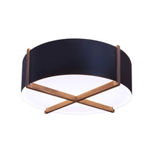 Load image into Gallery viewer, Plura LED Flush Mount Ceiling Light in Walnut/Matte Black/White Interior (36-Inch).
