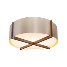 Load image into Gallery viewer, Plura LED Flush Mount Ceiling Light in Walnut/Rose Gold (36-Inch).

