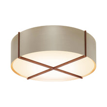 Load image into Gallery viewer, Plura LED Flush Mount Ceiling Light in Walnut/Distressed Brass (46-Inch).
