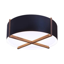 Load image into Gallery viewer, Plura LED Flush Mount Ceiling Light in Walnut/Matte Black/White Interior (46-Inch).
