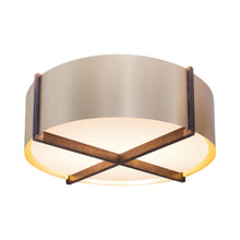 Load image into Gallery viewer, Plura LED Flush Mount Ceiling Light in Walnut/Rose Gold (46-Inch).
