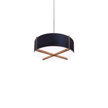 Load image into Gallery viewer, Plura LED Pendant Light in Walnut/Matte Black/White Interior (18-Inch).
