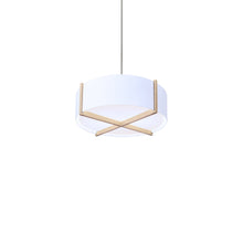 Load image into Gallery viewer, Plura LED Pendant Light in White Washed Oak/Glossy White (18-Inch).
