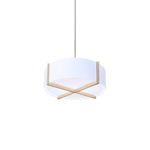 Load image into Gallery viewer, Plura LED Pendant Light in White Washed Oak/Glossy White (24-Inch).
