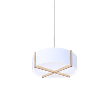 Load image into Gallery viewer, Plura LED Pendant Light in White Washed Oak/Glossy White (30-Inch).
