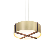 Load image into Gallery viewer, Plura LED Pendant Light in Walnut/Brushed Brass (36-Inch).
