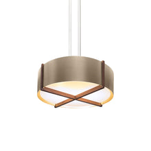 Load image into Gallery viewer, Plura LED Pendant Light in Walnut/Distressed Brass (36-Inch).
