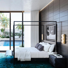 Load image into Gallery viewer, Tanzanite LED Wall Light in bedroom.
