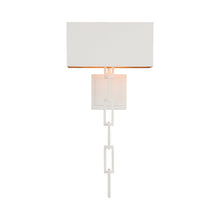 Load image into Gallery viewer, Alston Wall Light in Matte White/Antique Gold.
