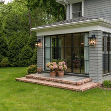 Load image into Gallery viewer, Belmont Outdoor Wall Light in Outside Area.
