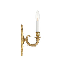 Load image into Gallery viewer, Cast Brass Ornate Wall Light in Detail.
