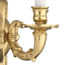 Load image into Gallery viewer, Cast Brass Ornate Wall Light in Detail.
