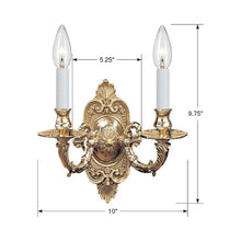 Load image into Gallery viewer, Cast Brass Ornate Wall Light - line drawing.
