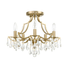 Load image into Gallery viewer, Cedar Semi Flush Mount Ceiling Light in Vibrant Gold (Hand Cut Crystal).
